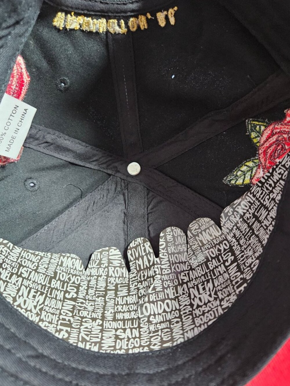 Hard Rock Washington D.C Embroidered Floral Rose Black Adjustable Cotton Cap/Hat - Picture 8 of 8